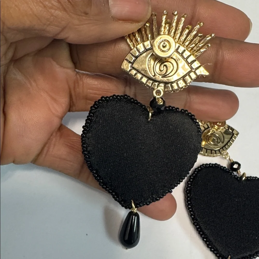 Chico’s Beaded Heart & Eye Dangle Earrings